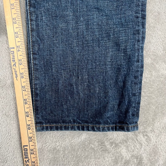 Levi Strauss 501 Mens Dark Wash Button Fly Straight Leg Jeans W38 L32 - Picture 7 of 10